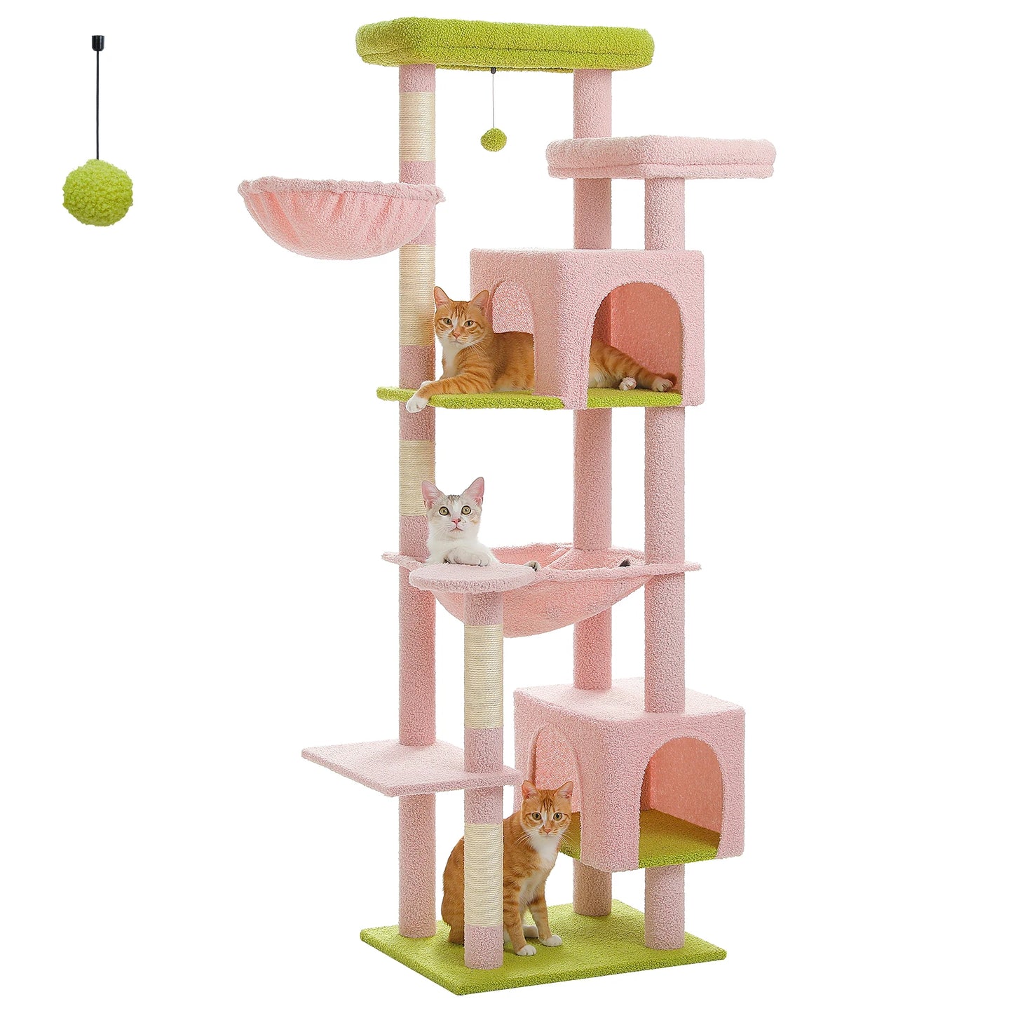 175cm Cat Tree for Large Cats with Hammock Condo Perch Scratching Posts
