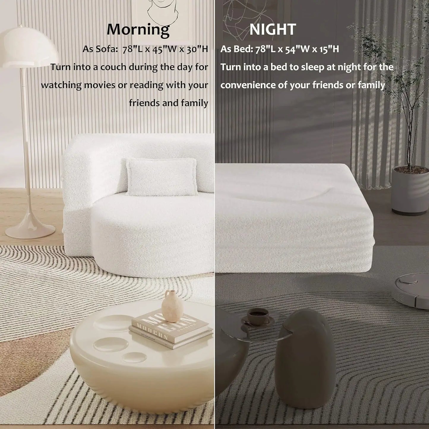 Ljustra Convertible Folding Sofa Bed Memory Foam Sleeper Couch