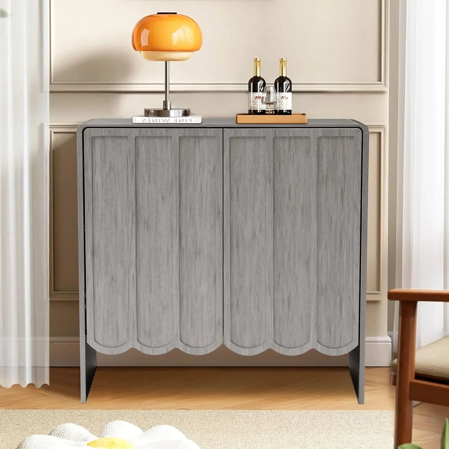 Sideboard Buffet Cabinet Set of 2 Accent Storage Cabinet Adjustable Shelves