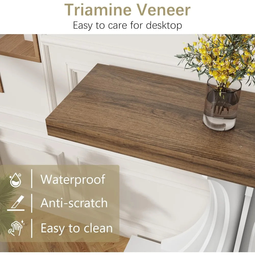 Modern 40 Inch Console Table with Flower-Shaped Support for Entryway