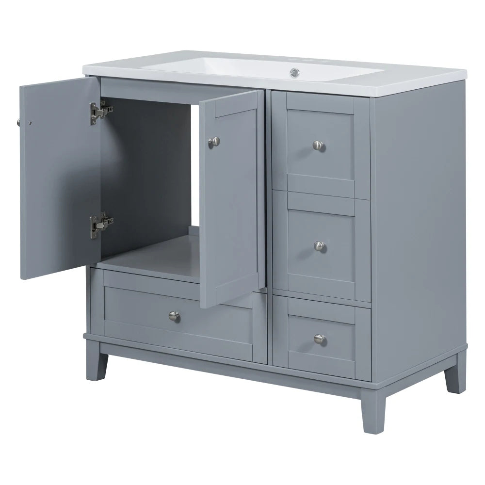 36 Inch Modern Bathroom Vanity with USB Charging and Ample Storage