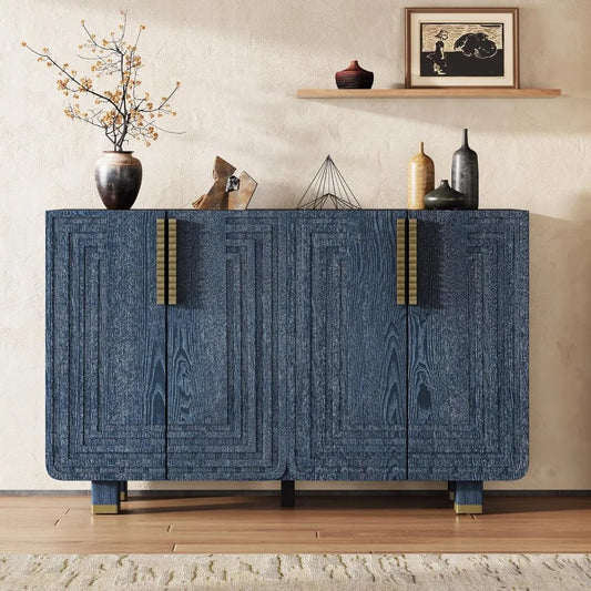 54 Inch Retro Buffet Cabinet Vintage Fluted Sideboard with Storage