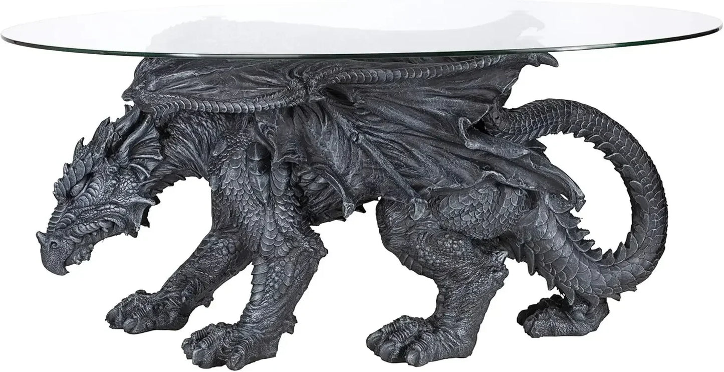 Warwickshire Dragon Gothic Coffee Table Polyresin Glass 39 Inch