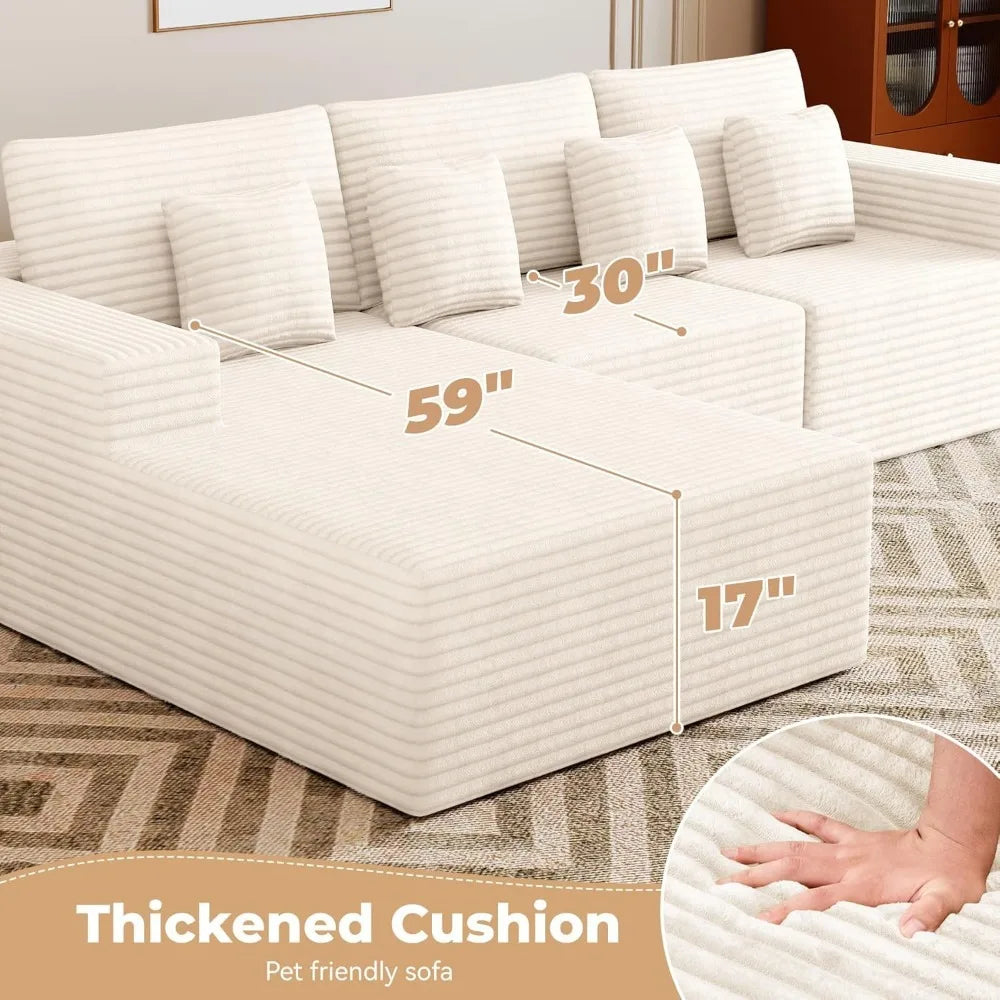 110 Inch Modular Cloud Sectional Couch L-Shaped Deep Seat Sofa