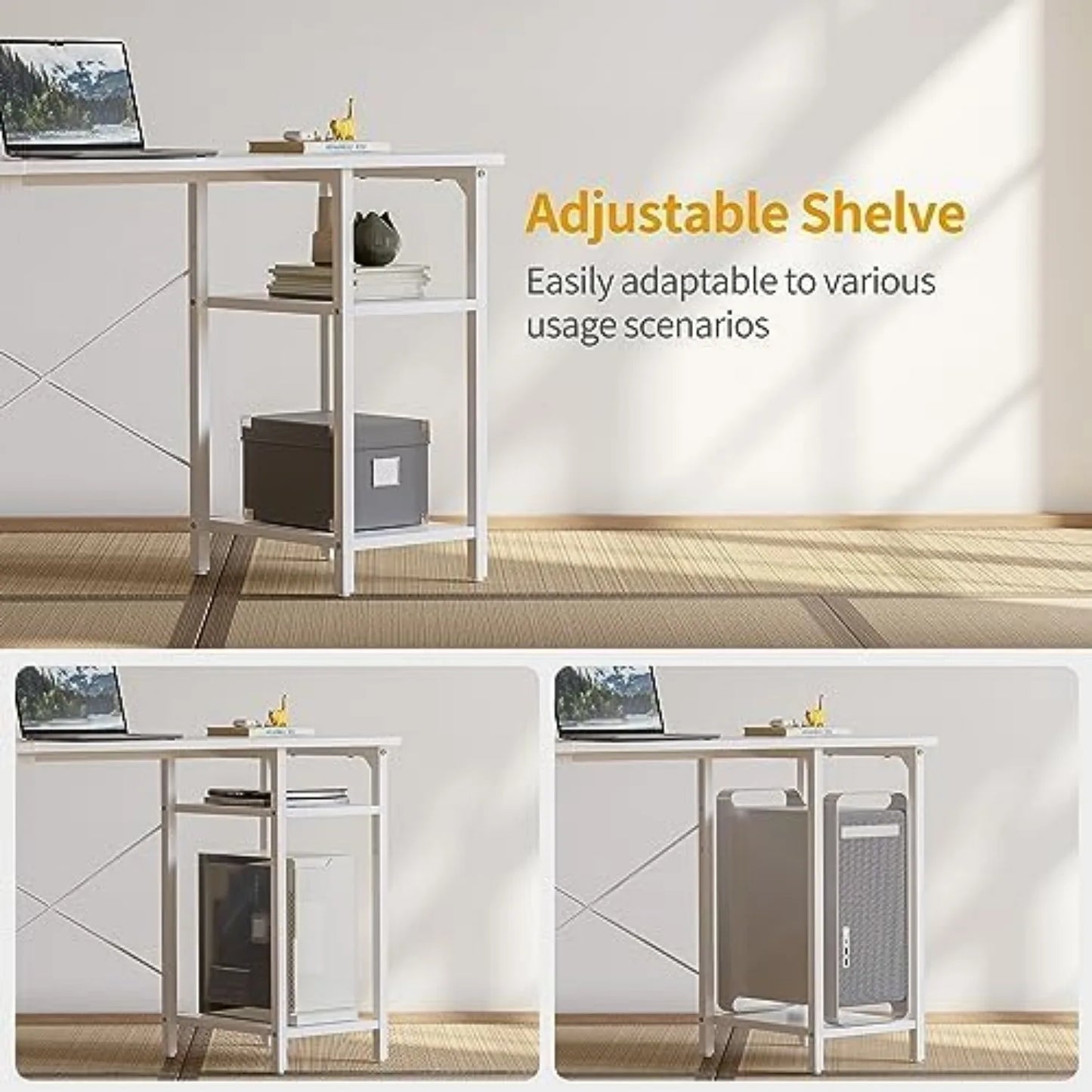 L Shaped Desk 59 Inch Reversible Corner Desk with Storage for Home Office