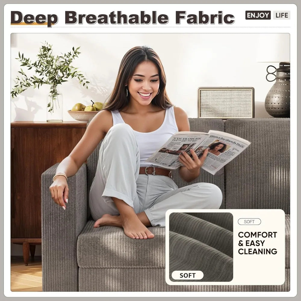 Ljustra Convertible Sectional Sofa Couch 3 Seat L-Shaped with Chaise