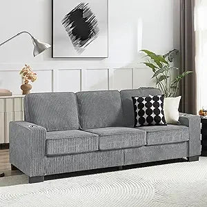 Ljustra Modern 3-Seater Corduroy Sofa for Living Room Office