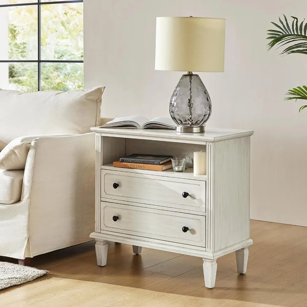 Nightstand Set of 2 with Charging Station Farmhouse End Table Storage