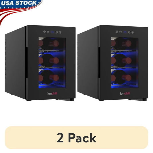 2 Pack Mini Wine Cooler Countertop Fridge 6 Bottle Smart Temperature Control
