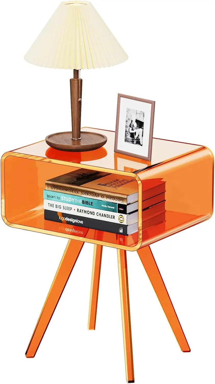 Acrylic Side Table Modern Nightstand for Bedroom Furniture 16.1'' x 11.8'' x 19.7''