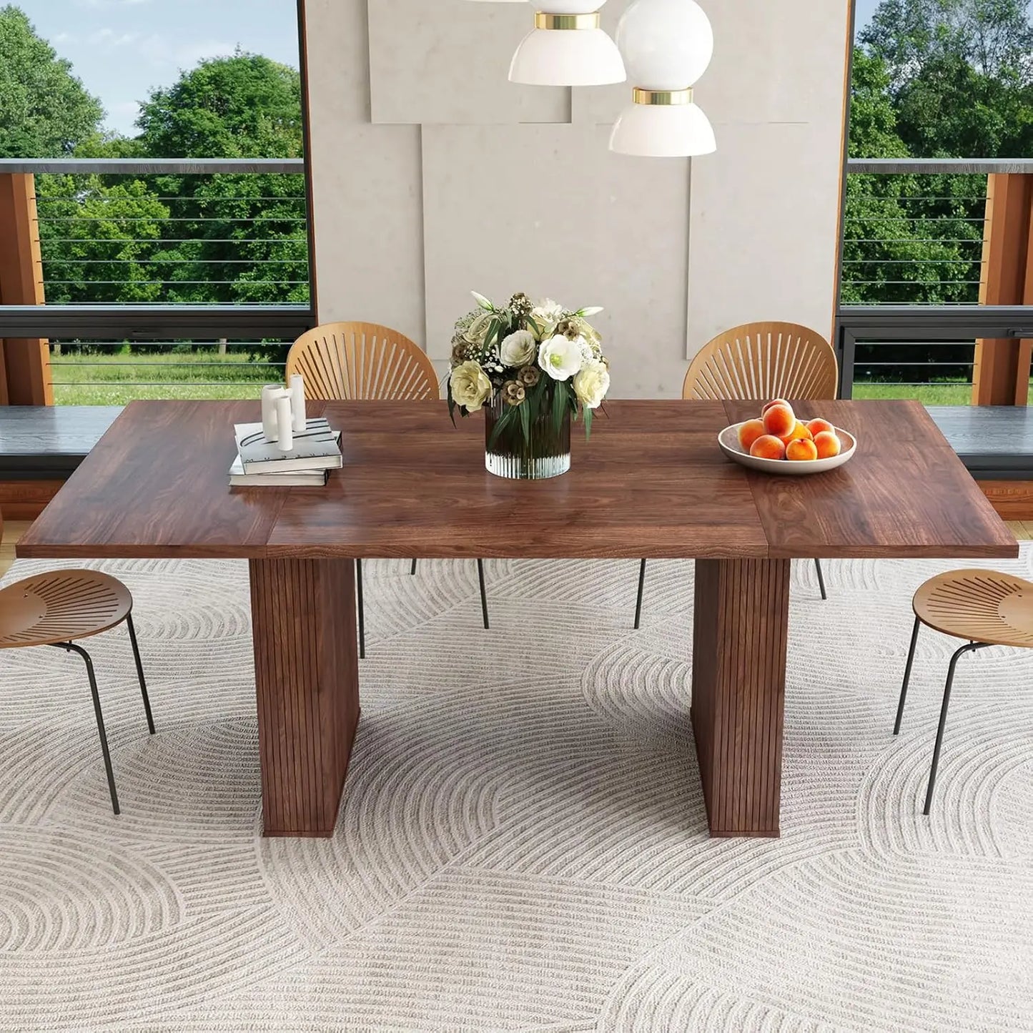78 Inch Modern Farmhouse Dining Table for 6-10 Rectangular Kitchen Table