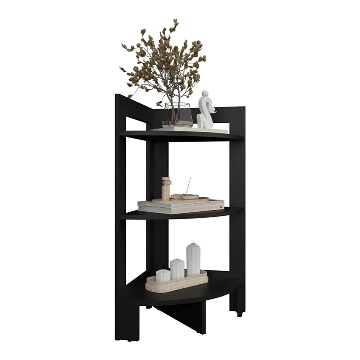 Akutan Side Table 3 Shelves Modern Design Compact Living Room Furniture