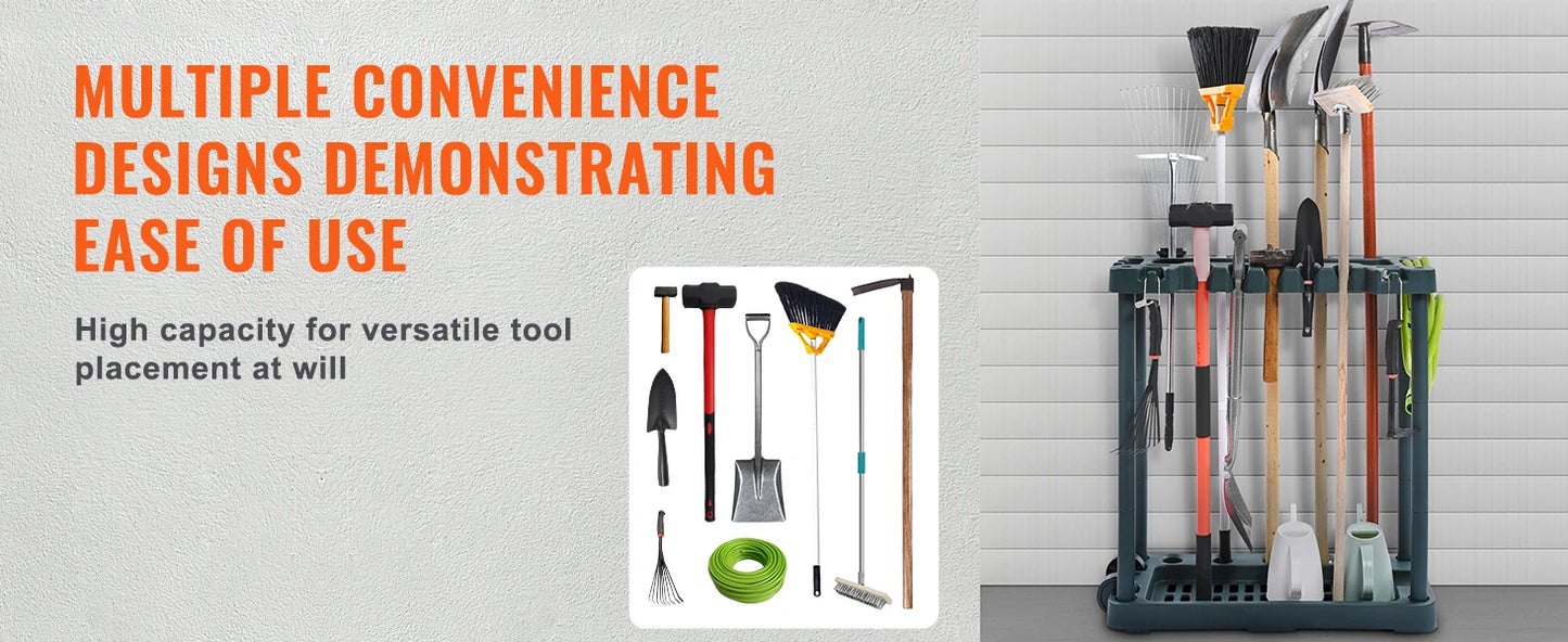 Ljustra 10 Slot Garden Tool Organizer Rack Storage Stand for Garage