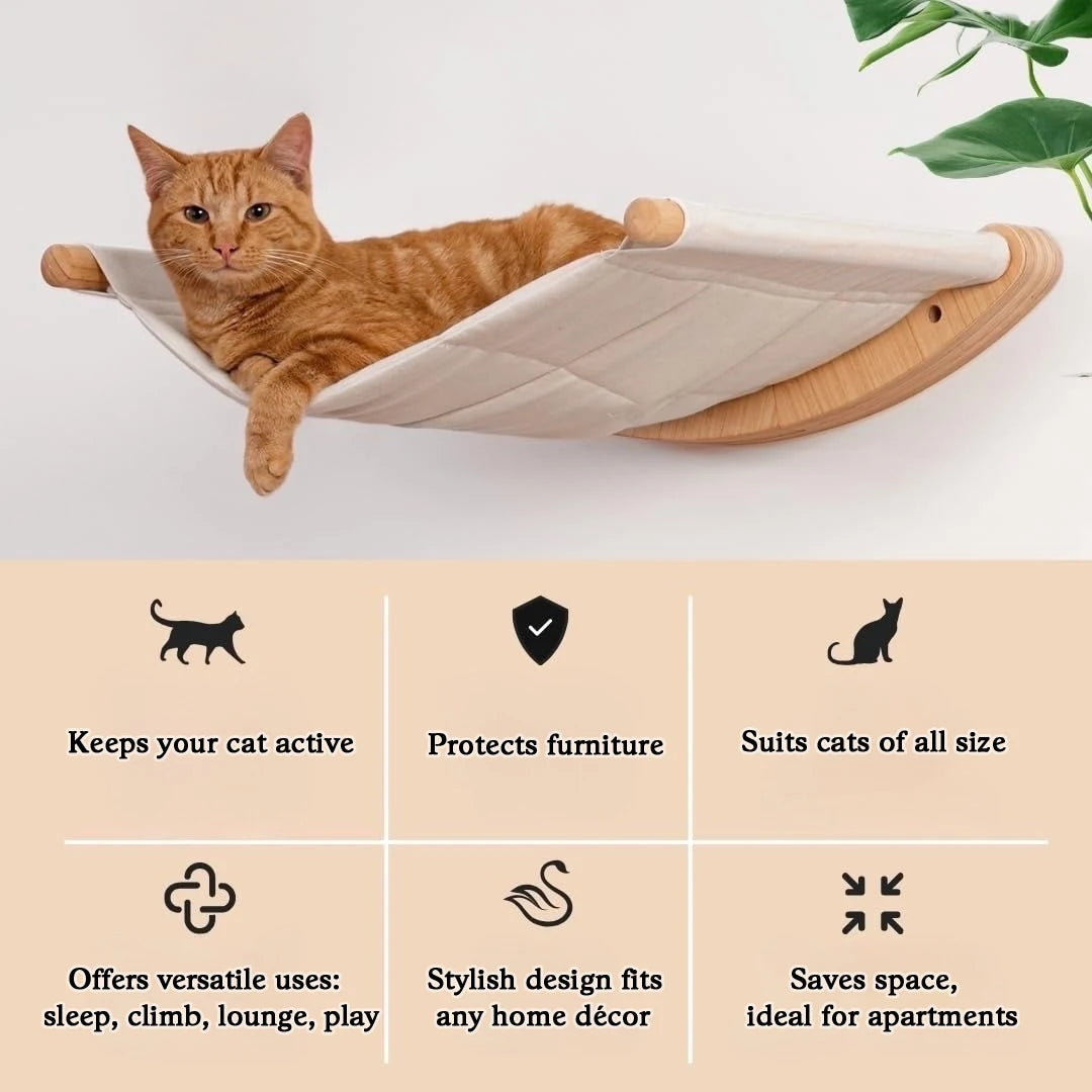 Cat Hammock Wall Mounted Shelf with Steps for Climbing and Lounging