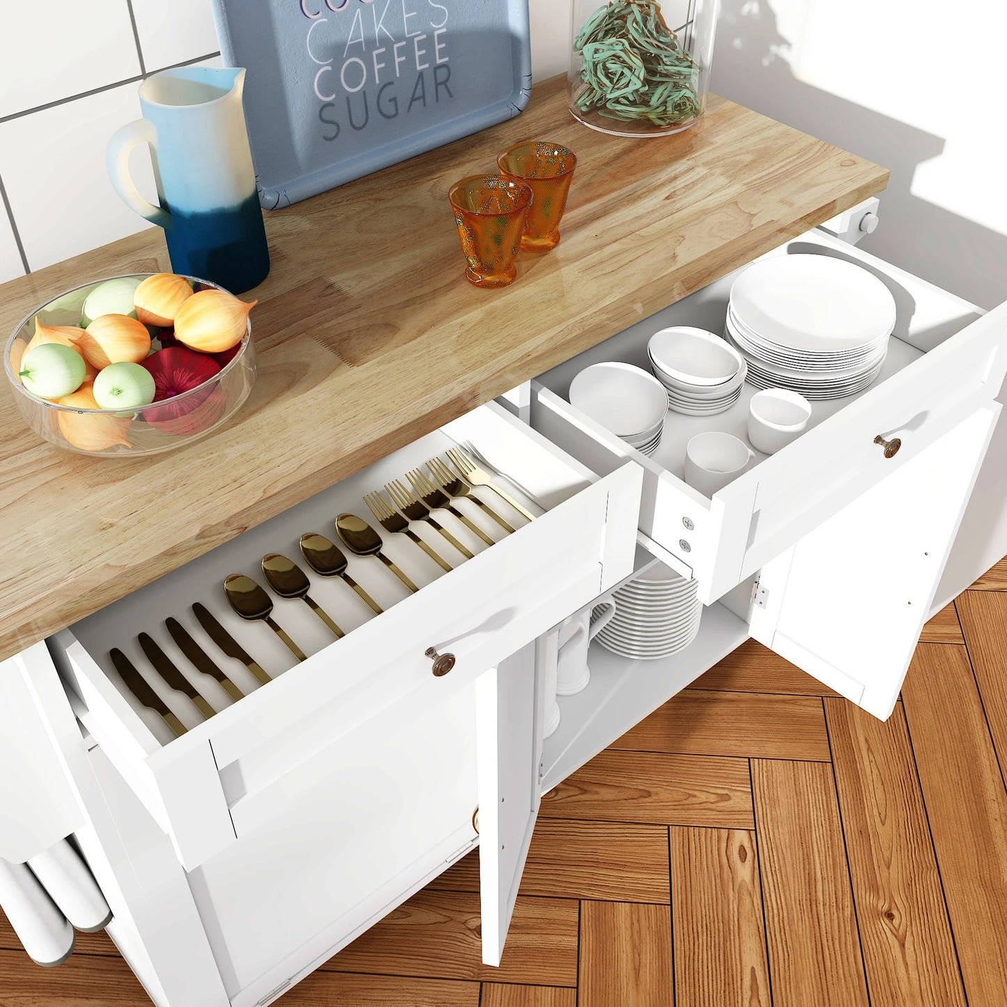Kitchen Island with Storage Rolling Cart Drop Leaf Towel Rack