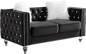 Ljustra 58" Velvet Loveseat Sofa Couch Modern Button Tufted 2 Seater