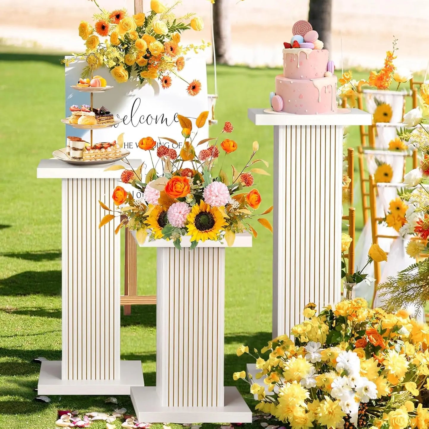 3PCS Square Pedestal Stand for Party Display Wedding Decor Plant Stand