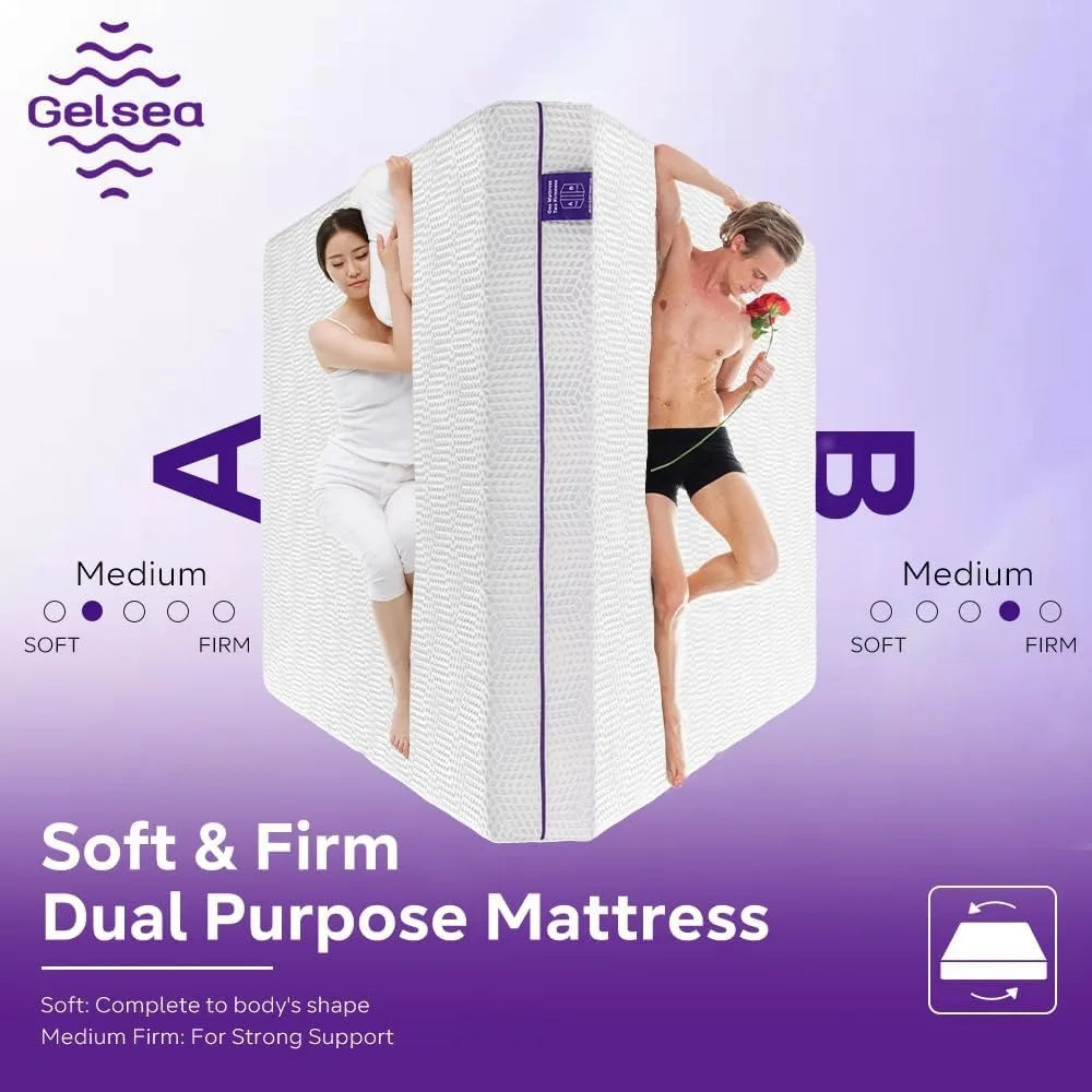 Ljustra 8 Inch Queen Lavender Flippable Gel Memory Foam Mattress