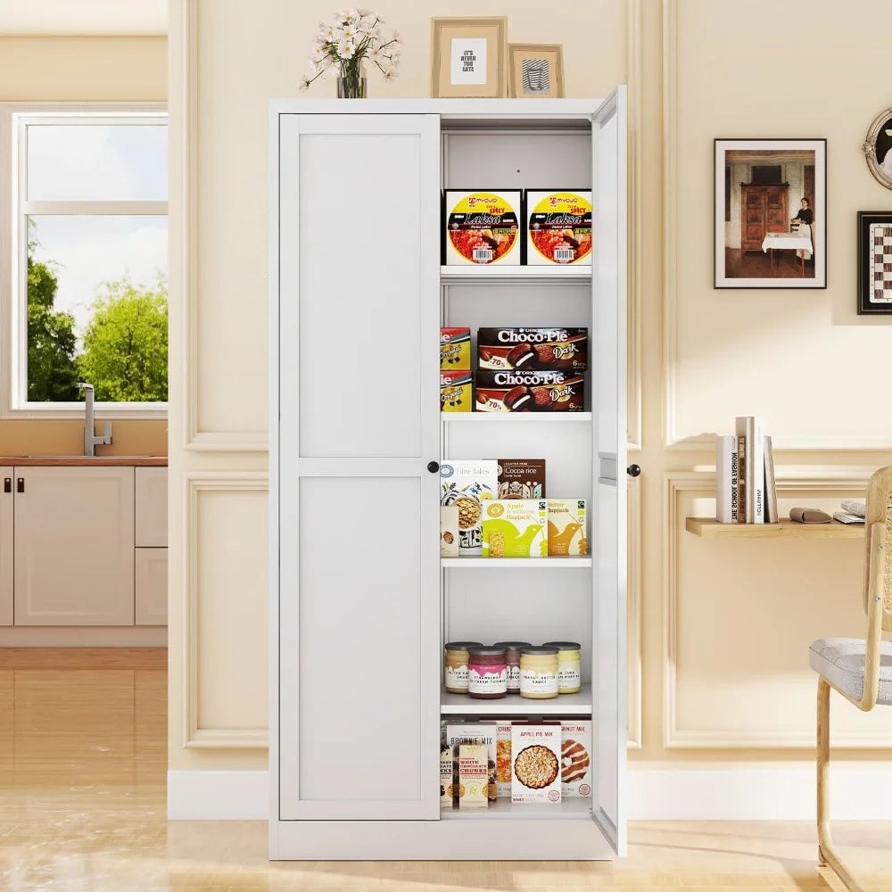 Kitchen Pantry Storage Cabinet 61 Inch with Adjustable Shelves 2 Doors