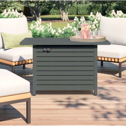 Modern Outdoor Fire Pit Table 42 Inch with Lid Ideal for Patio Garden