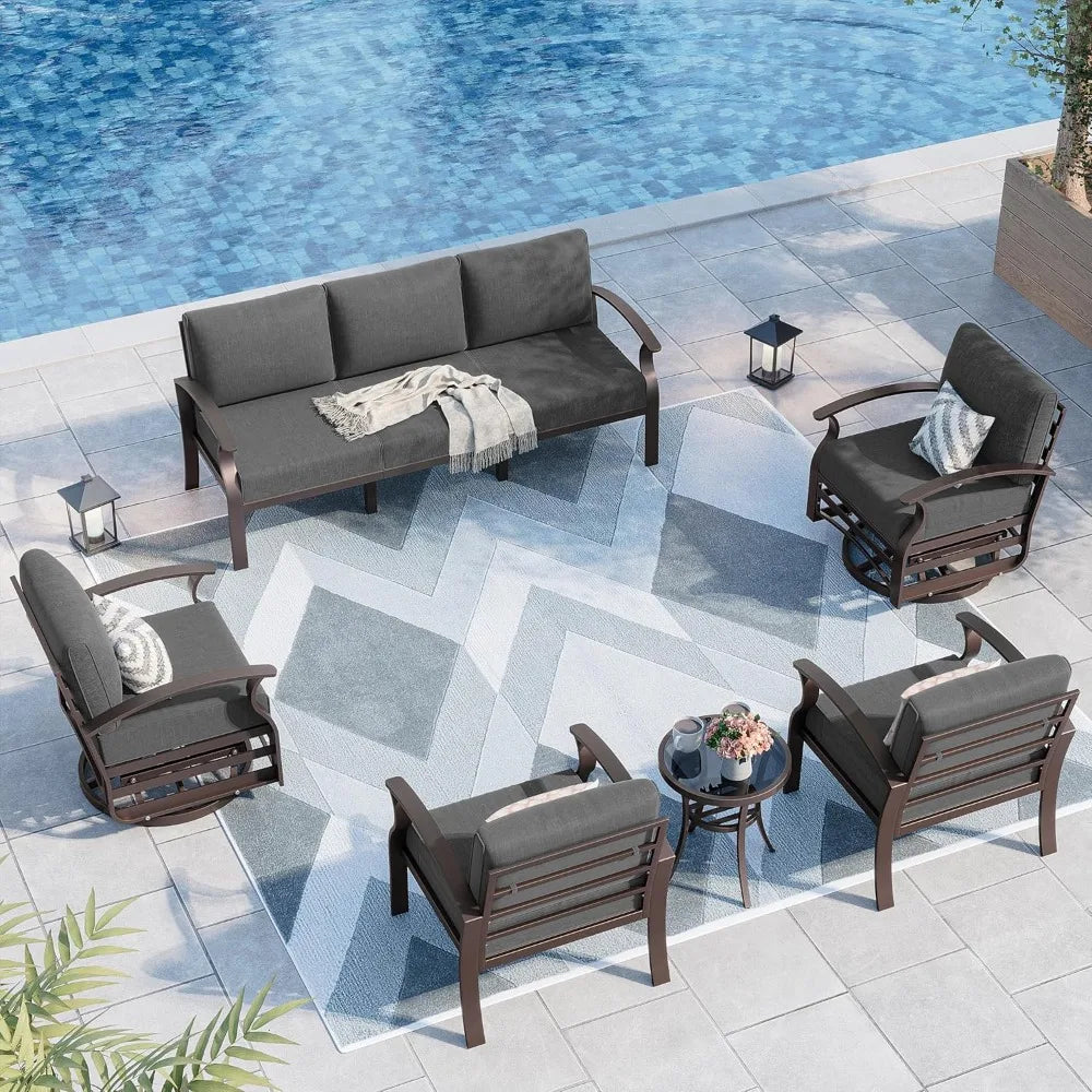 Ljustra Aluminum Patio Furniture Set 7-Seat Outdoor Conversation Set