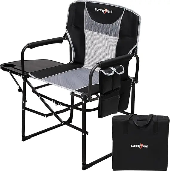 Heavy Duty Portable Folding Camping Chair with Side Table and Pocket