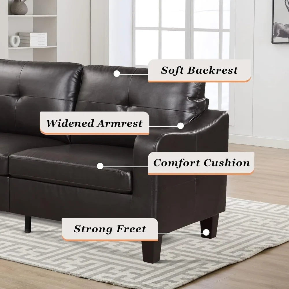 Modern Faux Leather Loveseat Sofa for Small Spaces Living Room