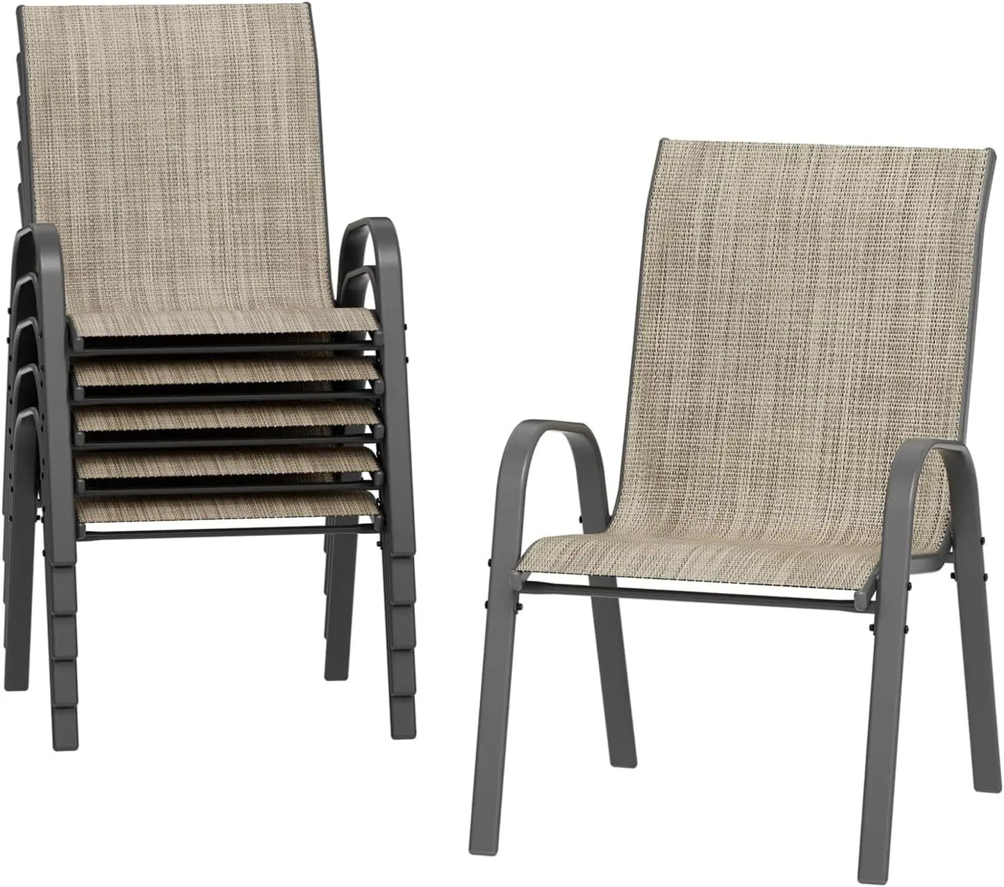 Stackable Outdoor Dining Chairs Set of 6 High Back Garden Chairs