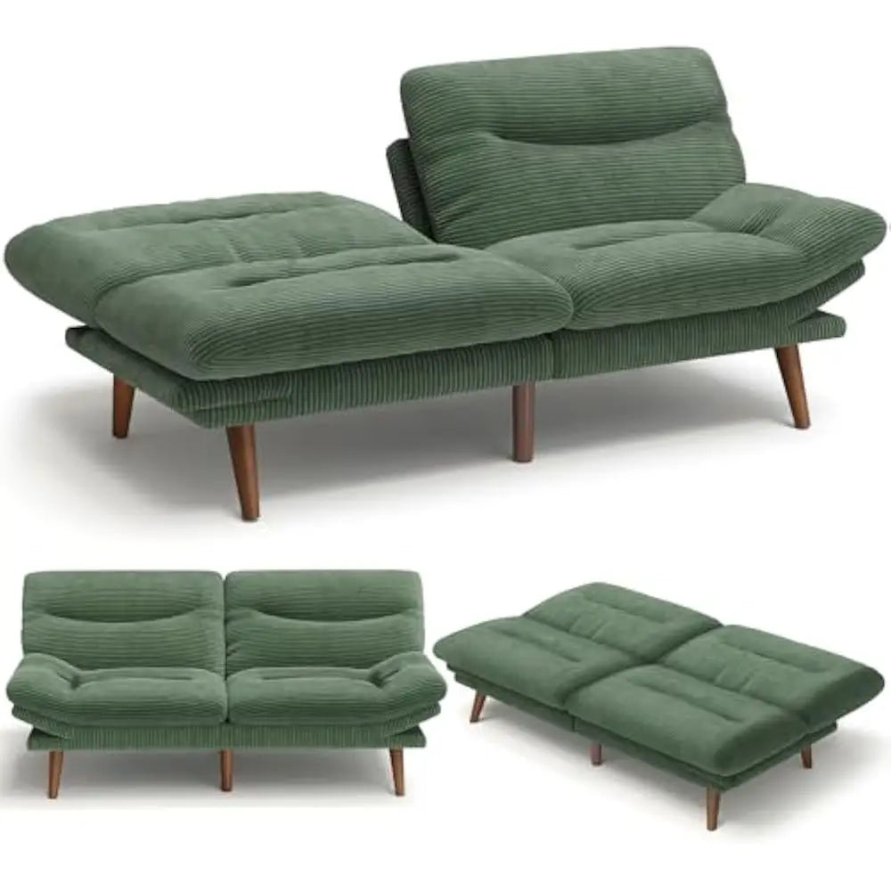 Ljustra 66 Inch Adjustable Backrest Armrests Futon Sofa Bed Sleeper