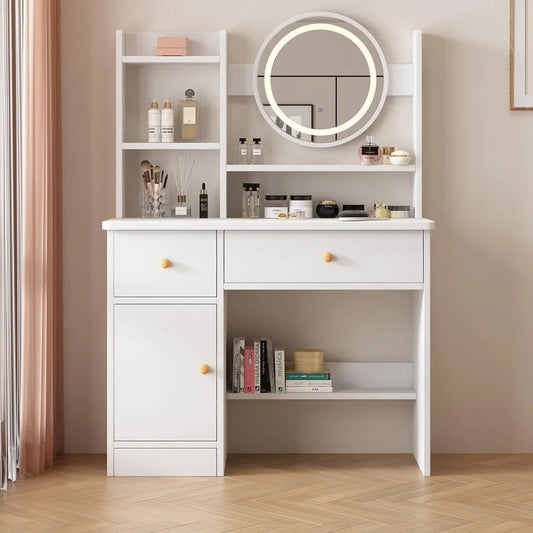 Ljustra Makeup Vanity Table with LED Mirror and Storage Drawers