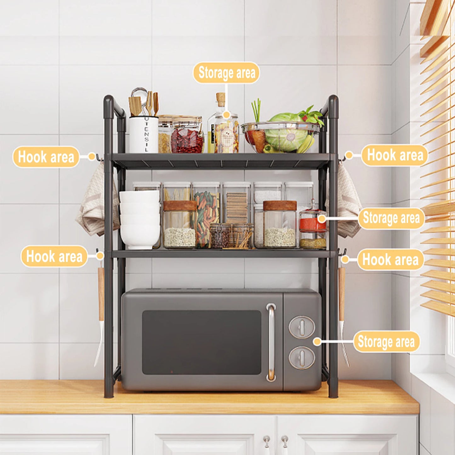 Microwave Shelf Kitchen Storage Rack Multi Layer Organizer Tidy