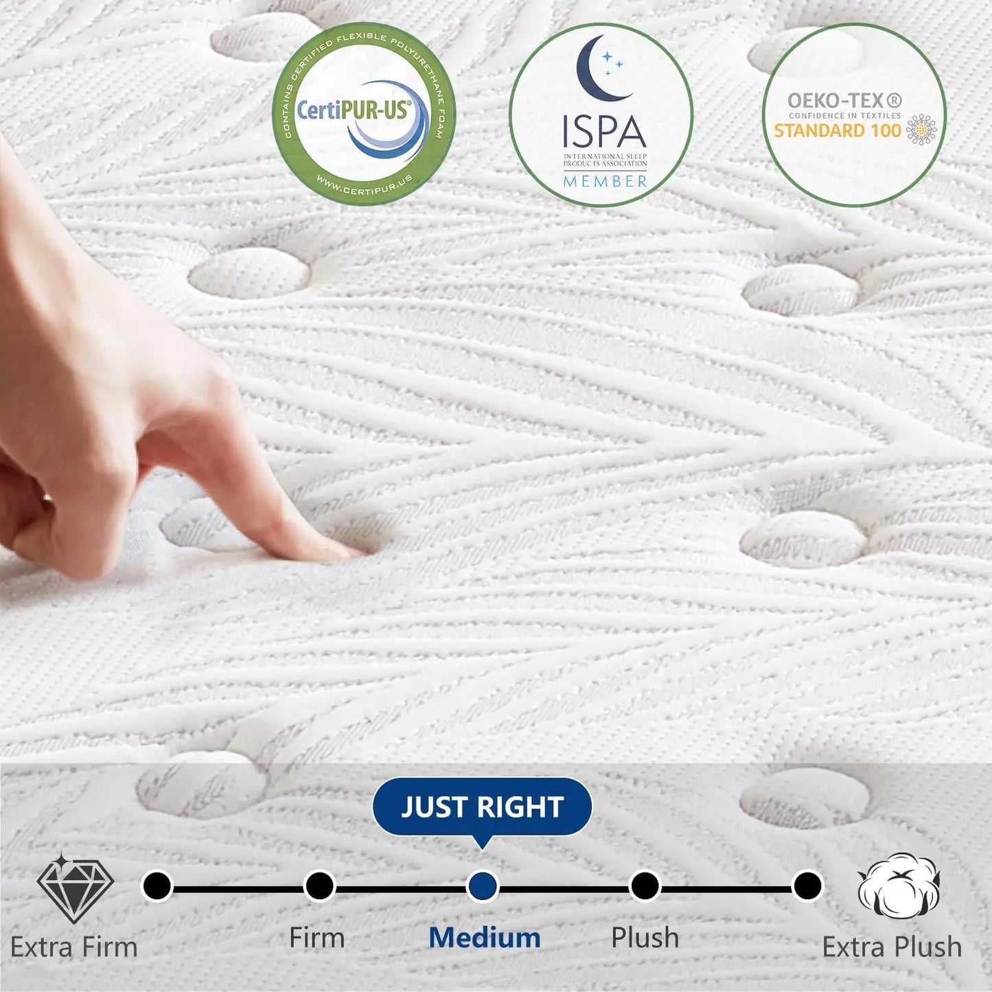Ljustra California King Mattress 14 Inch Hybrid Memory Foam Pocket Spring