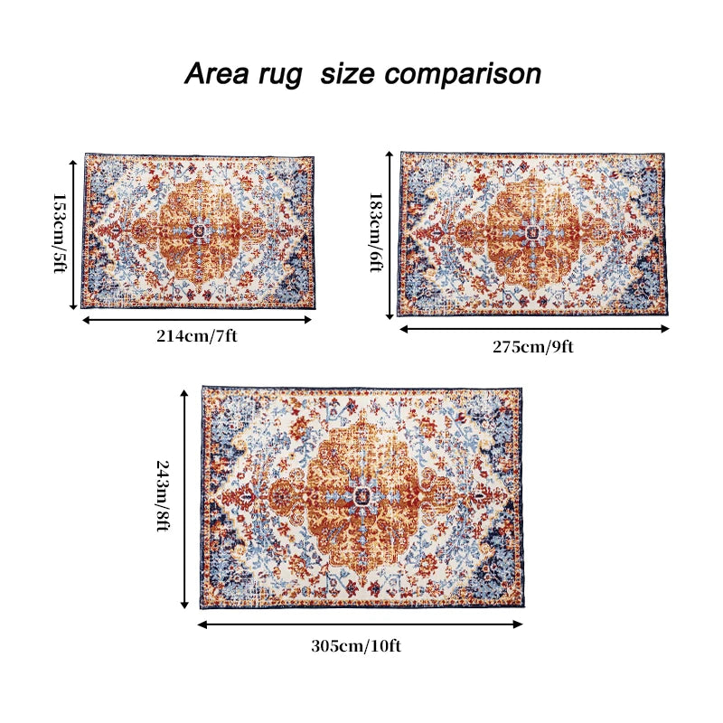 Area Rug 8x10 Vintage Bohemia Large Persian Non-slip Washable Rug