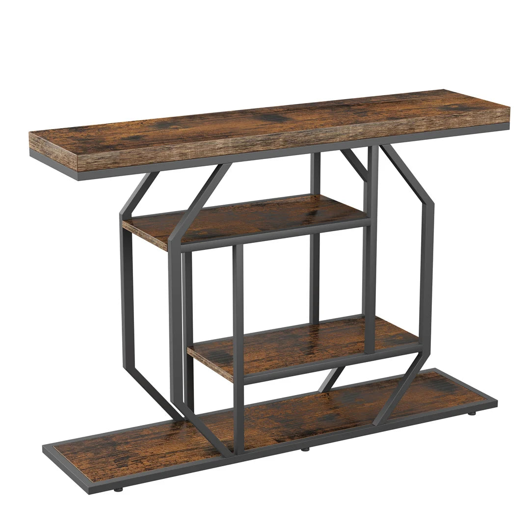 Ljustra 120cm Wood Entryway Console Table Industrial Storage Shelf