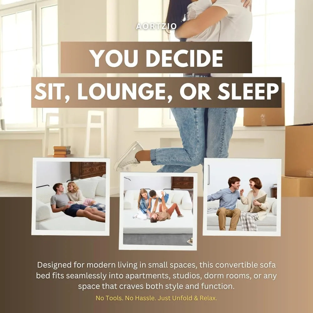 Ljustra Convertible Sofa Bed King Size Corduroy Sleeper Couch No Assembly