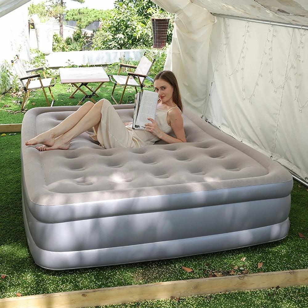 Ljustra Camping Air Bed with Backrest Inflatable Mattress 2 Persons