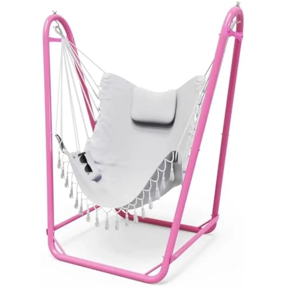 Unique U-Shaped Hammock Chair with Stand Sturdy Rust-Resistant Patio Swing