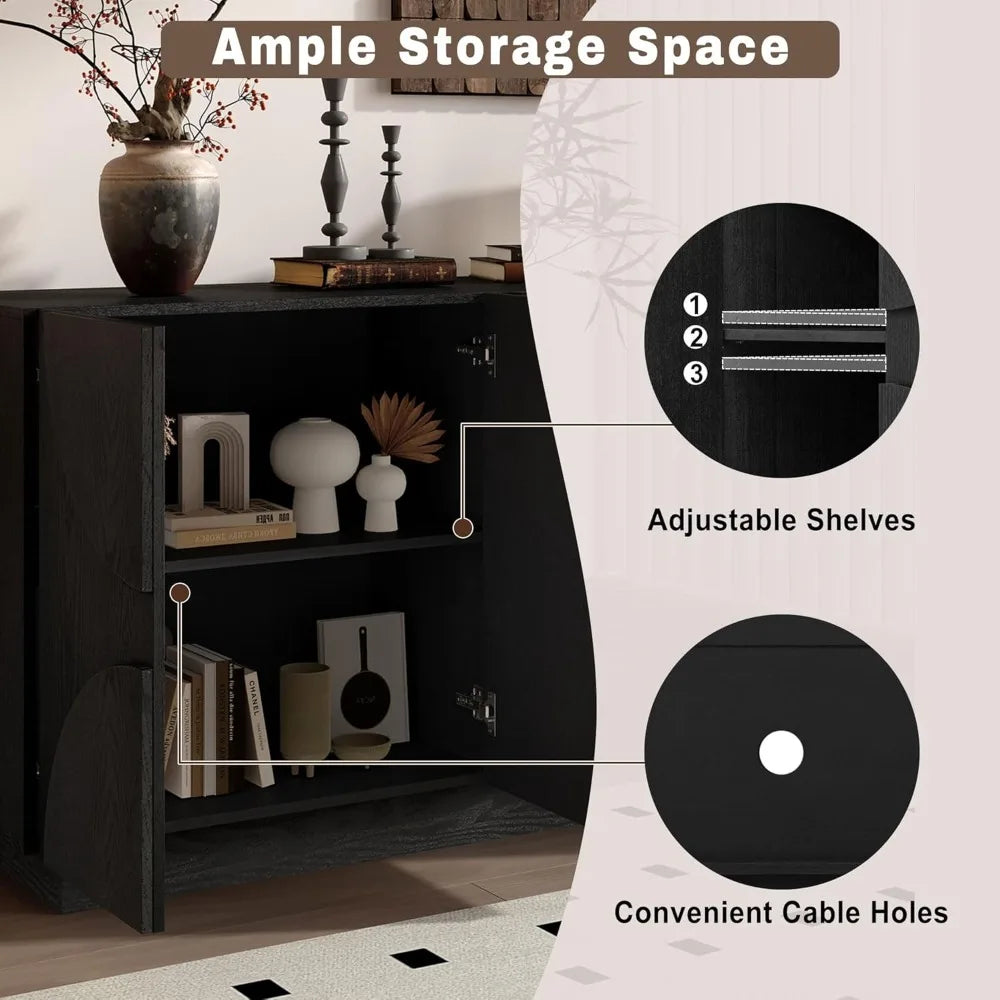 Modern Large Buffet Storage Sideboard 4 Doors Adjustable Shelf