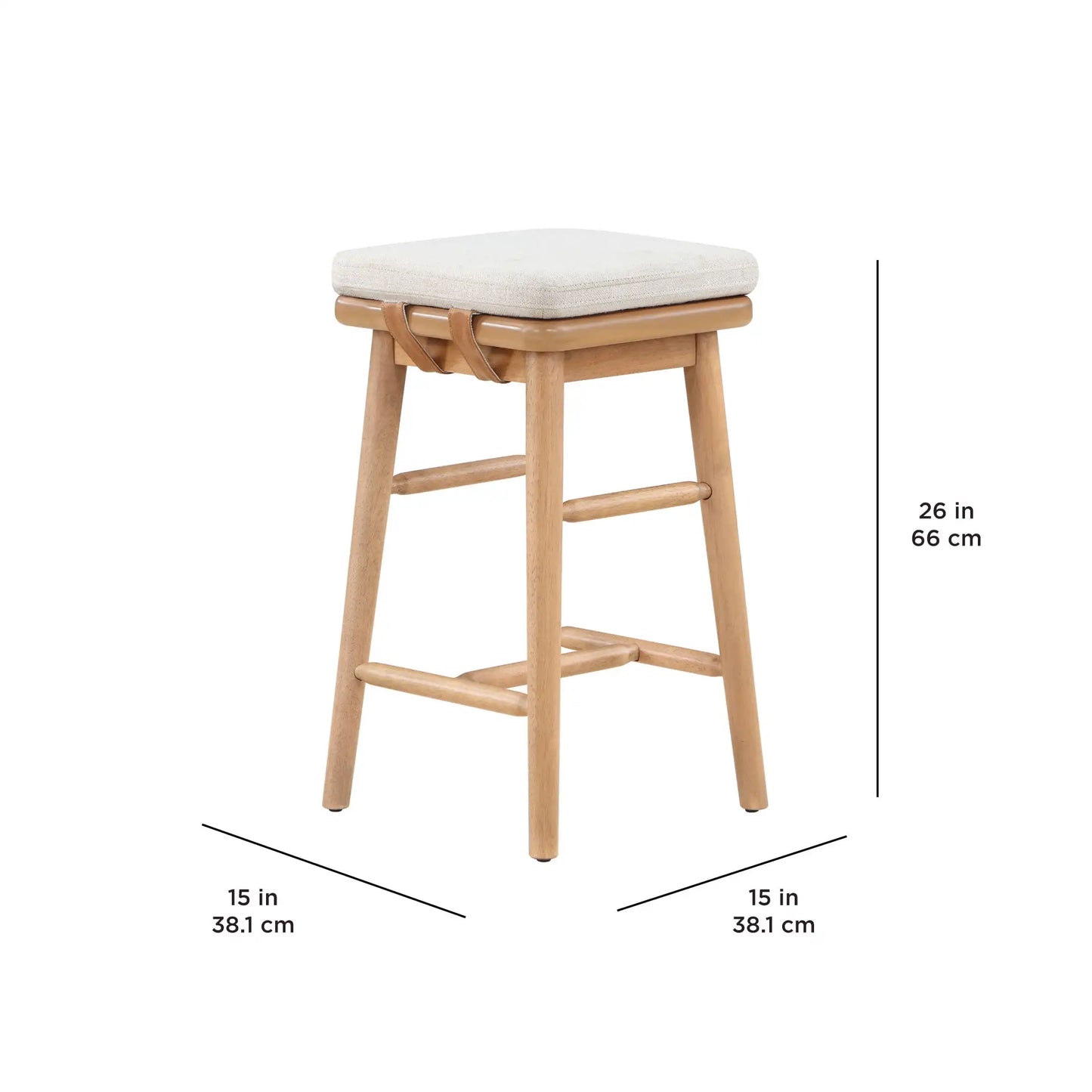 Springwood Barstool Set of 2 Kitchen Counter Stools Rubberwood Light Honey