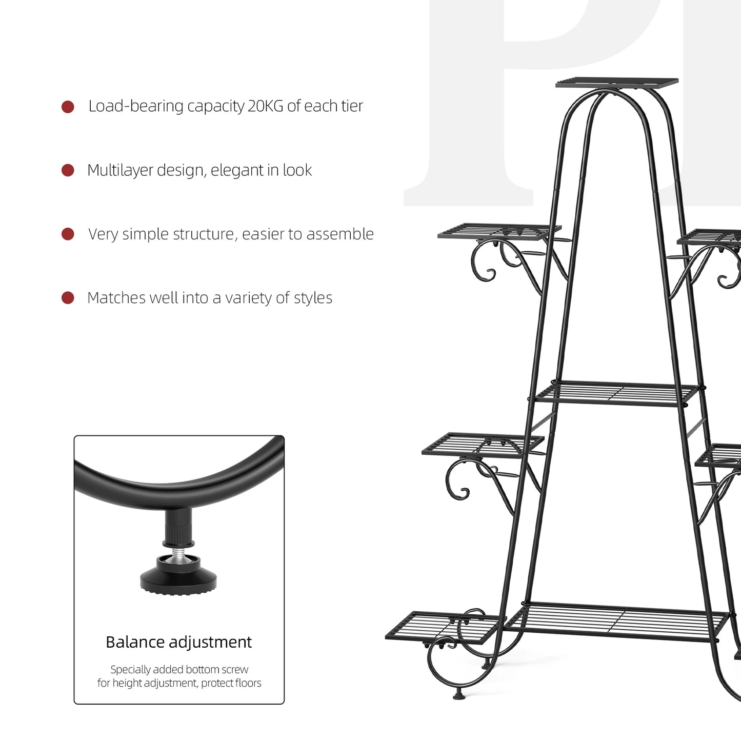 9 Tier Metal Plant Stand Indoor Outdoor Flower Shelf Display Rack