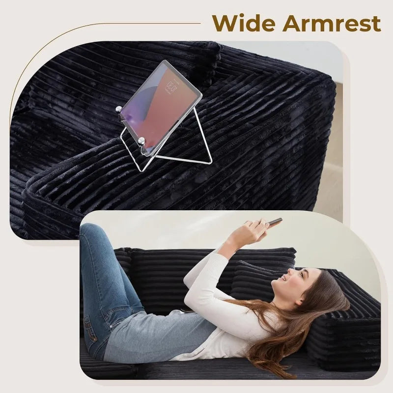 Ljustra 104" L-Shape Modular Couch - Modern Comfy Upholstered Sectional Sofa for Living Room