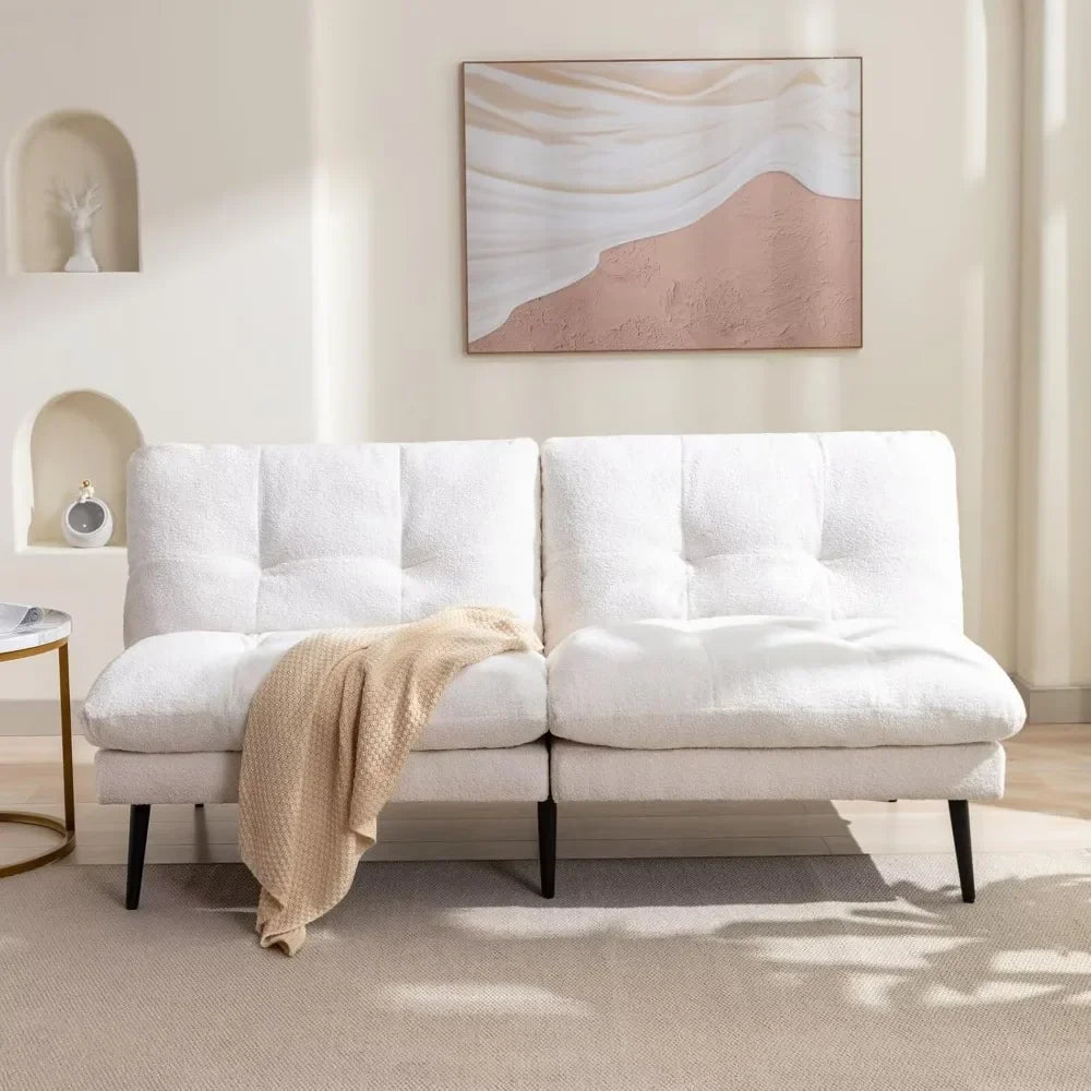 Ljustra Living Room Sofa Adjustable Backrest Convertible Sleeper Futon