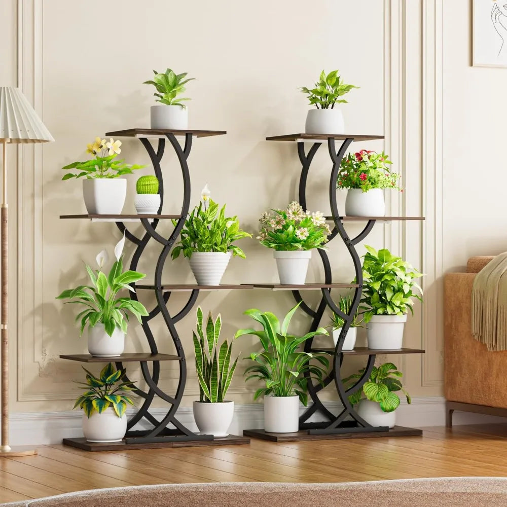 Indoor Plant Stand with Grow Lights 5-Tiered Metal Shelf Rack