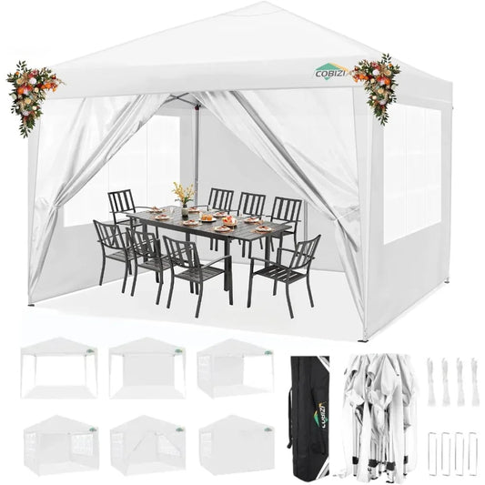 10x10 Pop Up Canopy Tent with 4 Sidewalls Waterproof Easy Set Up