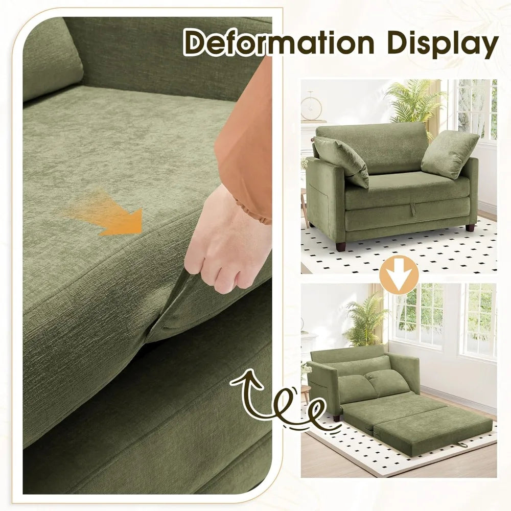 51 Inch Convertible Sofa Bed Folding Loveseat Sleeper for Small Spaces