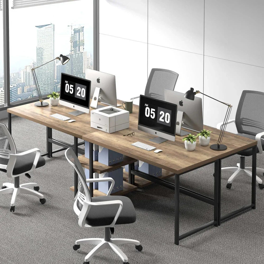 Modern L Shape Computer Desk with Storage Shelves for Home Office