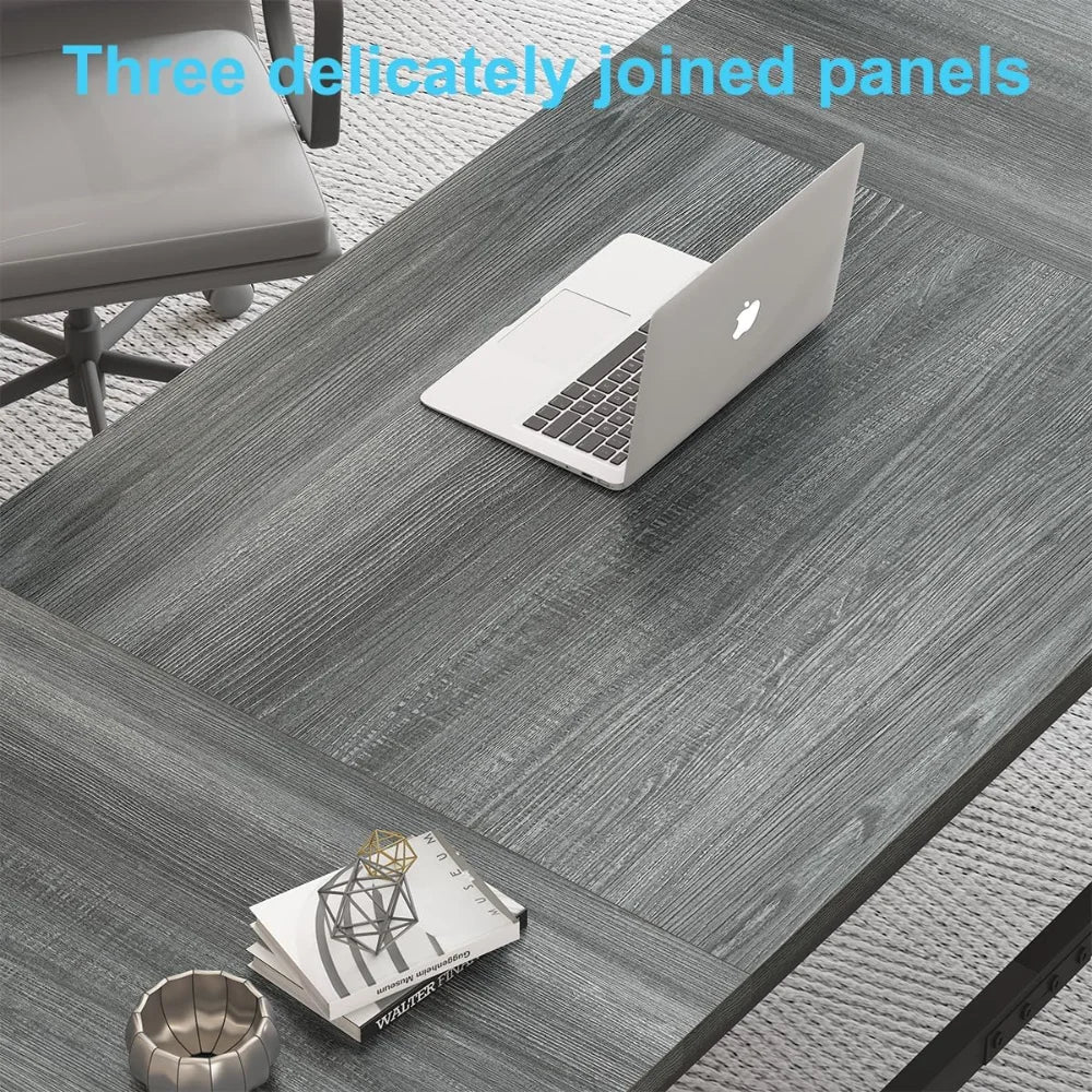 Extra Long Industrial Computer Desk for Home Office Large Workstation