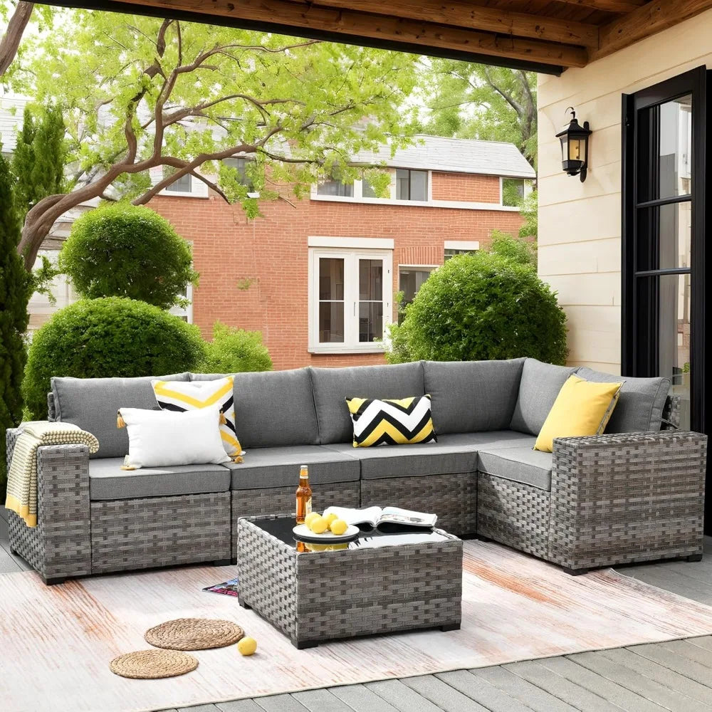 Ljustra 6 Pieces Patio Furniture Set Outdoor Sectional Sofa Couch