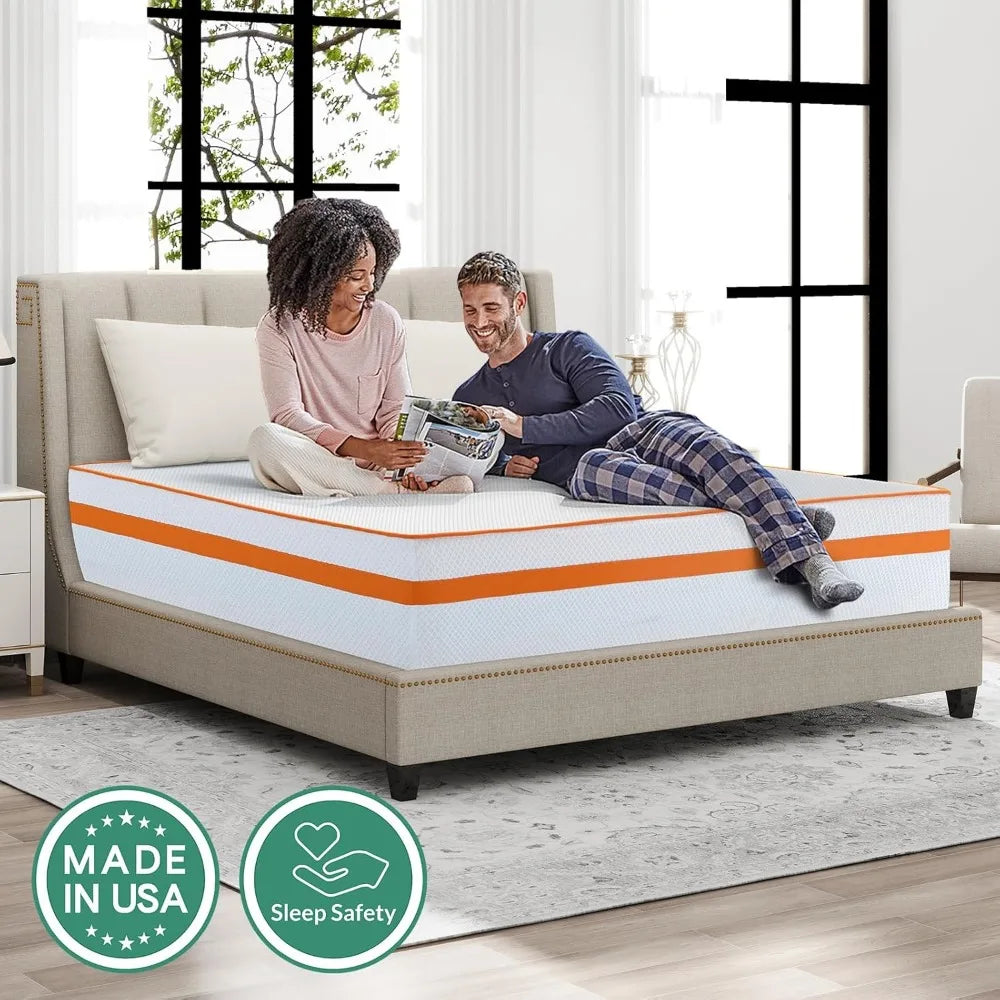 King Size 14 Inch Memory Foam Mattress for Back Pain Cooling Gel