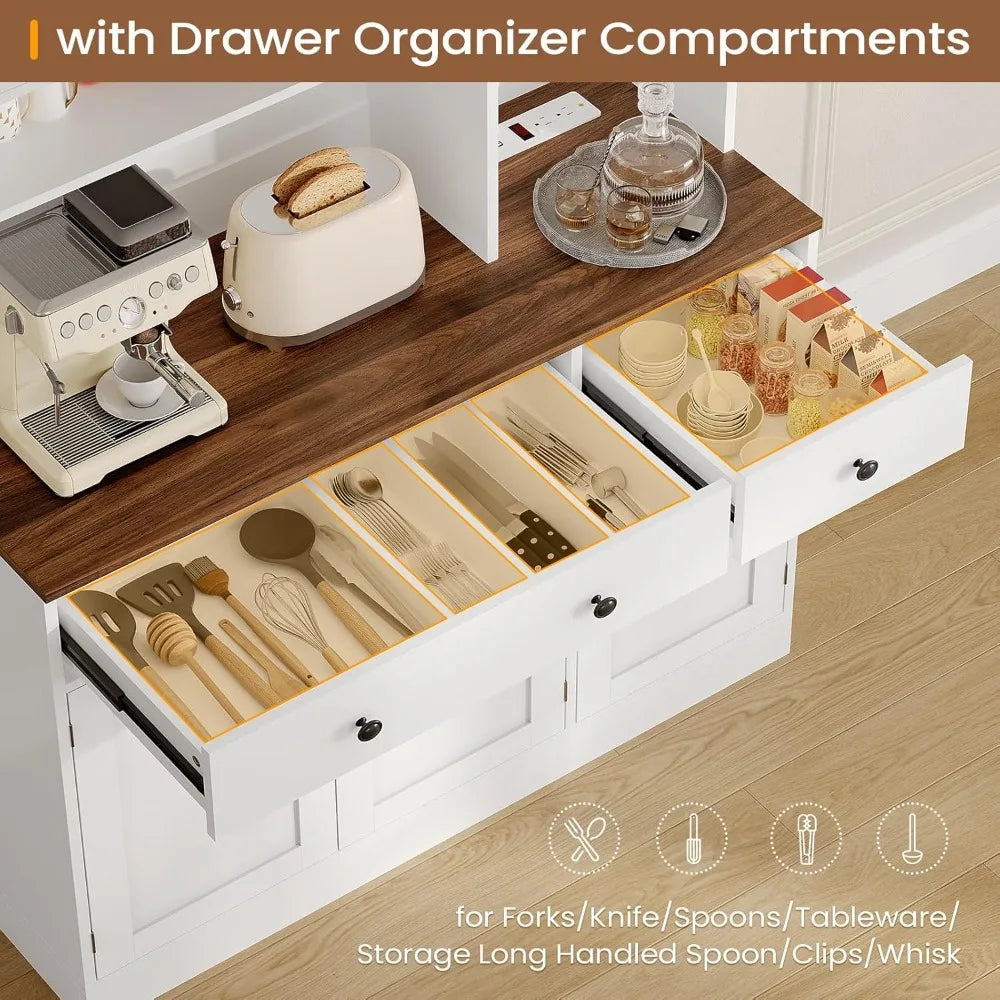 Buffet Cabinet Storage Charging Station Farmhouse Sideboard 72"